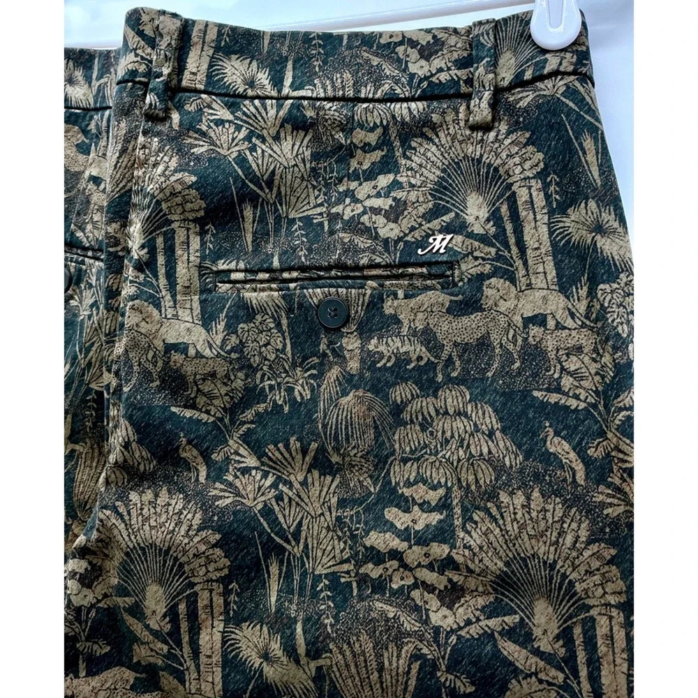 Masons New York Slim‎ Jacquard Brocade Jungle Animal Print Pants Safari Italian